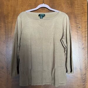Ralph Lauren Women's Long Sleeve Tan Top